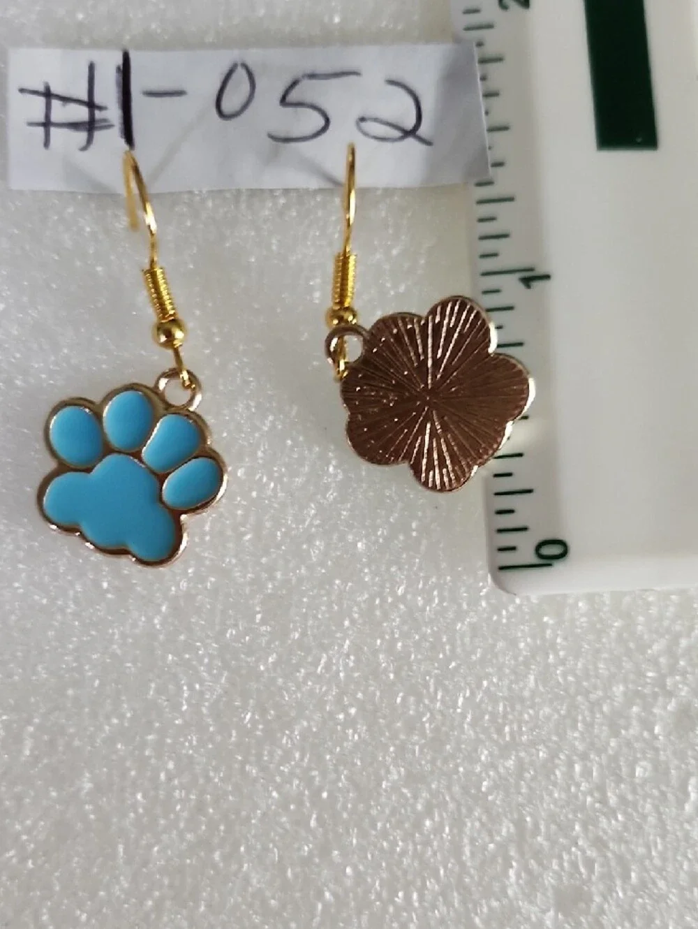 Hand Crafted Blue Paw Print Earrings